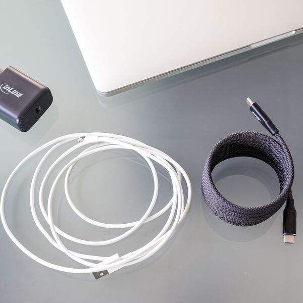 Kabel USB InLine InLine® Magnetic USB-C cable, USB-C male/male, 100W, black, 2m