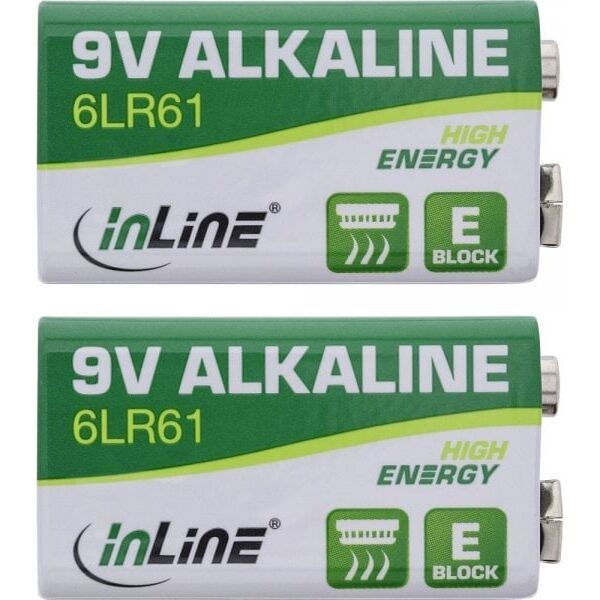 InLine InLine® Alkaline High Energy Battery, 9V Block 6LR61, 2pcs pack