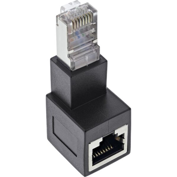 InLine InLine® patch cord adapter Cat.6A, RJ45 plug / socket, angled 90° downwards