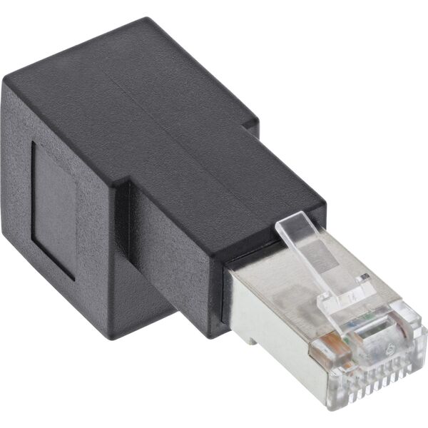 InLine InLine® patch cord adapter Cat.6A, RJ45 plug / socket, angled 90° downwards