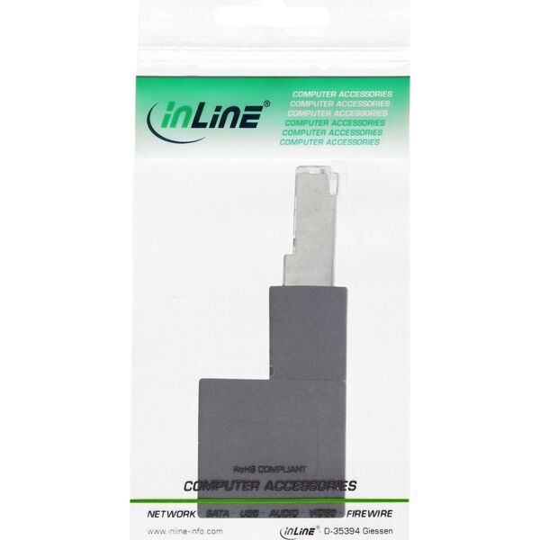 InLine InLine® patch cord adapter Cat.6A, RJ45 plug / socket, angled 90° downwards
