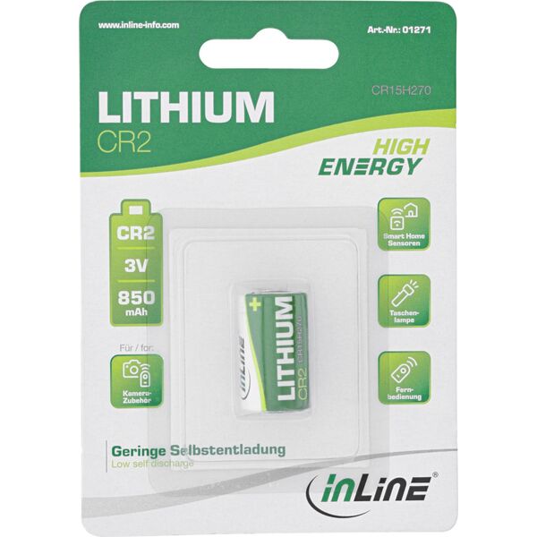 InLine InLine® Lithium High Energy Battery, Photo Battery, CR2, 3V 850mAh, 1pcs Blister