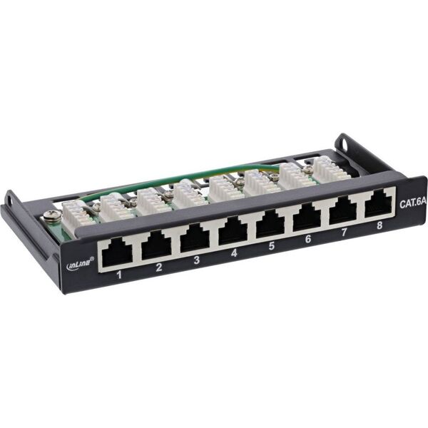 InLine InLine® Patch panel Cat.6A 0.5U 8-port, table/wall mounting, black RAL9005