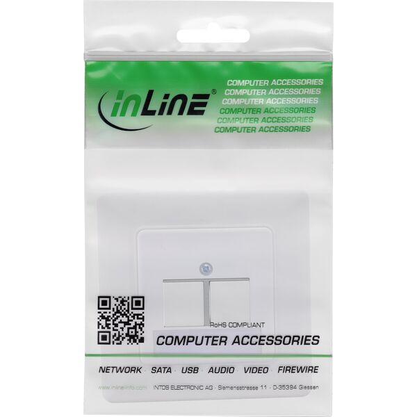 InLine InLine® Frame set for 2x RJ45 Keystone SNAP-In, white RAL9010