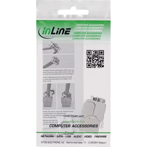 InLine InLine® Keystone RJ45 jack slim, SNAP-In, Cat.6A, integrated cable tie
