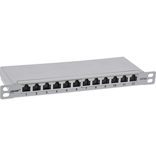 InLine InLine® 10" patch panel Cat.6A 0.5U 12-port, with dust protection, grey