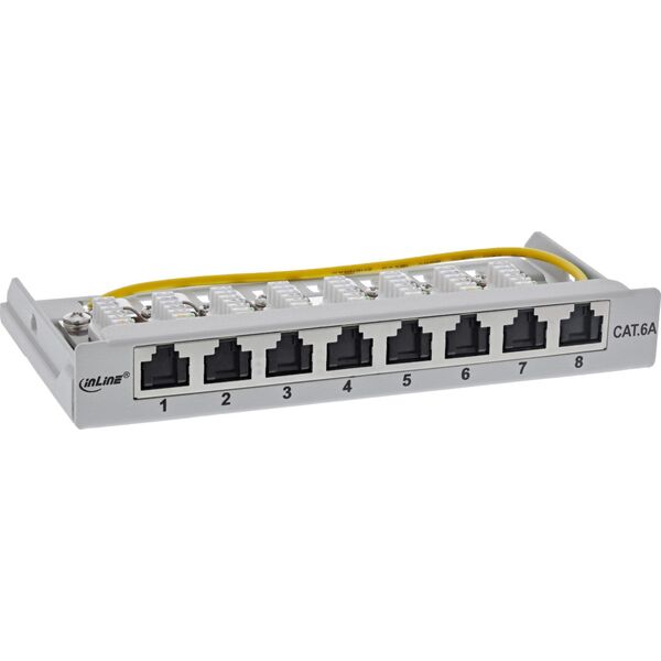 InLine InLine® Patch panel Cat.6A 0.5U 8-port, for table/wall/rail, with dust protection, grey