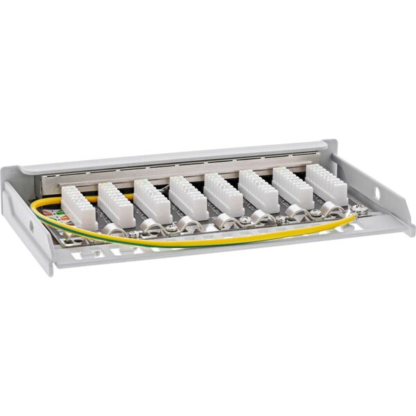 InLine InLine® Patch panel Cat.6A 0.5U 8-port, for table/wall/rail, with dust protection, grey