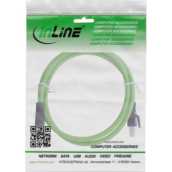 InLine InLine® Industrial network cable, M12 4-pin D-coded male plug to RJ45, PUR 1m