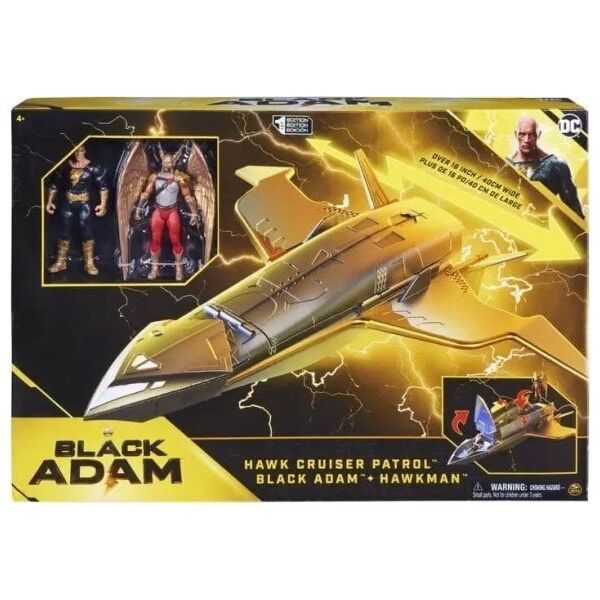 DC Comics Black Adam Juodas ADAM kosminis laivas su Juodas Adam ir Hawkman figūrėlėmis, 6064871