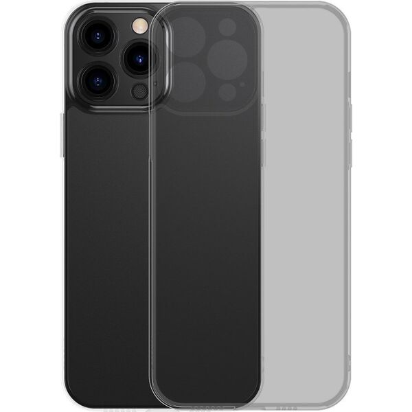 Baseus Baseus Frosted Glass Case etui pokrowiec do iPhone 13 Pro Max sztywna obudowa z żelową ramką czarny (ARWS001101)
