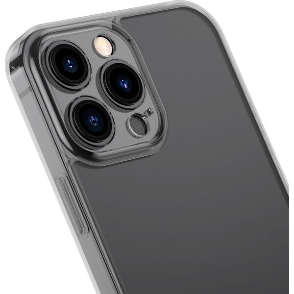 Baseus Baseus Frosted Glass Case etui pokrowiec do iPhone 13 Pro Max sztywna obudowa z żelową ramką czarny (ARWS001101)