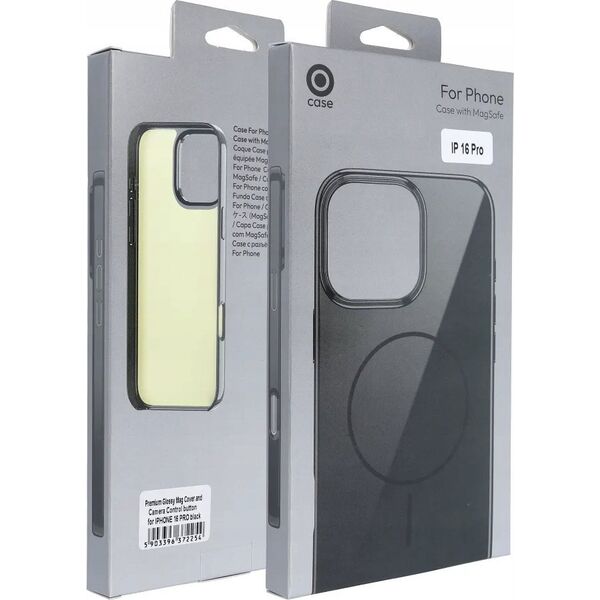 Premium Glossy Mag Cover kompatybilny z MagSafe i Camera Control button pasuje do IPHONE 16 PRO MAX czarny