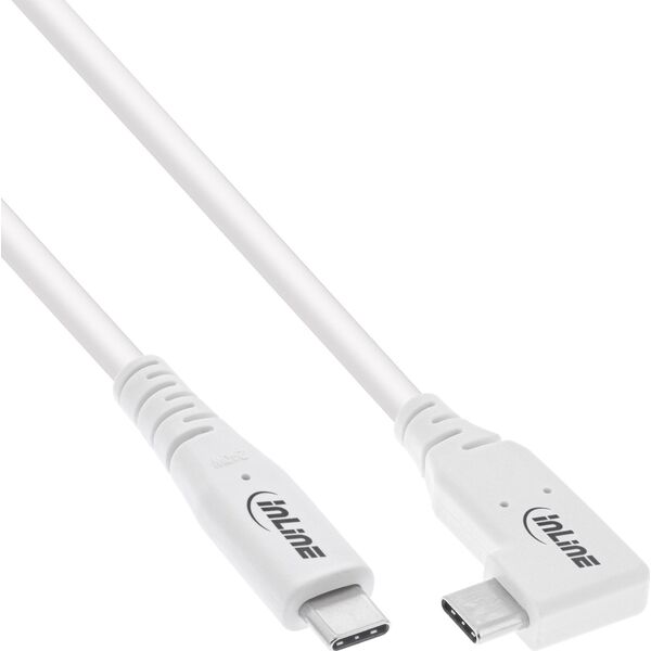 Kabel USB InLine InLine® USB4 cable, USB Type-C, one side angled, PD 240W, 8K60Hz, TPE white, 0.5m