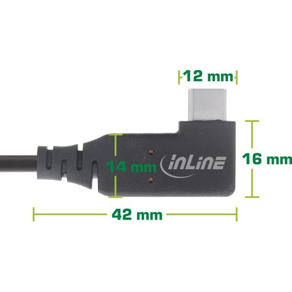 Kabel USB InLine InLine® USB4 cable, USB Type-C, one side angled, PD 240W, 8K60Hz, TPE black, 0.5m