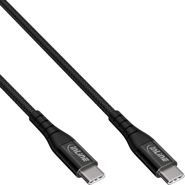 Kabel USB InLine InLine® USB 2.0 cable, USB-C male/male 100W quick charger cable, textile black, 1m