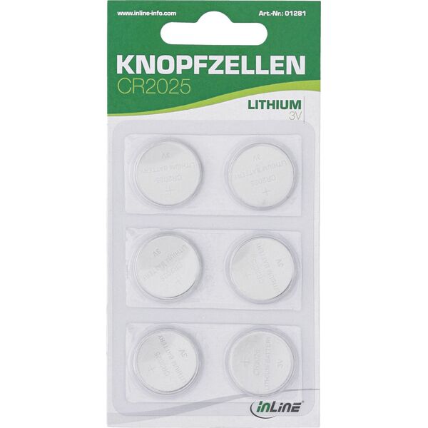 InLine InLine® 6-pack button cell, 3V Lithium, CR2025