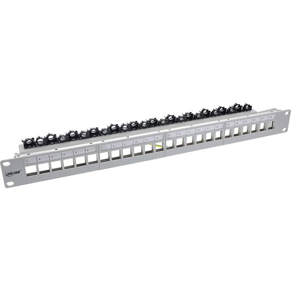 InLine InLine® Patch panel 24-way, Keystone empty panel Patch panel, 19", 1U, light grey RAL7035