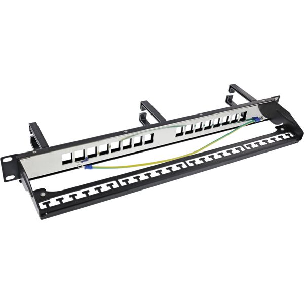 InLine InLine® Patch panel Cat.6A 16-way, with 3 brackets, 16 keystones, 19", 1U, nero