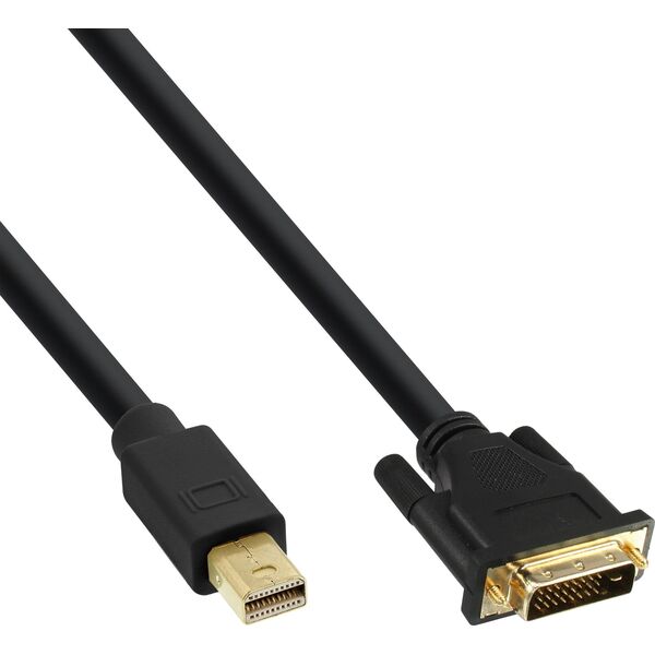 Kabel InLine Inline® Mini DisplayPort male to DVI-D 24+1 male cable, black/gold, 2m