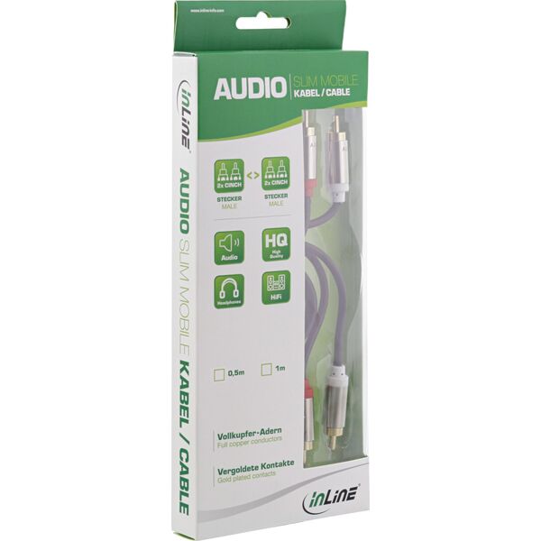 Kabel InLine InLine® Slim Audio cable 2x RCA M/M, Stereo, 3m