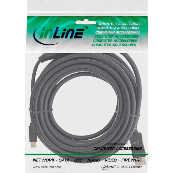 Kabel InLine InLine® USB Display Cable, USB Type-C male to DisplayPort male (DP Alt Mode), 4K2K, black, 5m