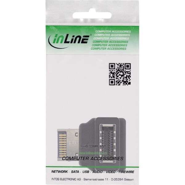 InLine InLine® USB 3.2 adapter internal, front panel USB-E male to USB-E female 90°