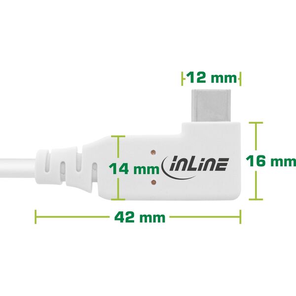 InLine InLine® USB4 cable, USB Type-C, one side angled, PD 240W, 8K60Hz, TPE white, 2m
