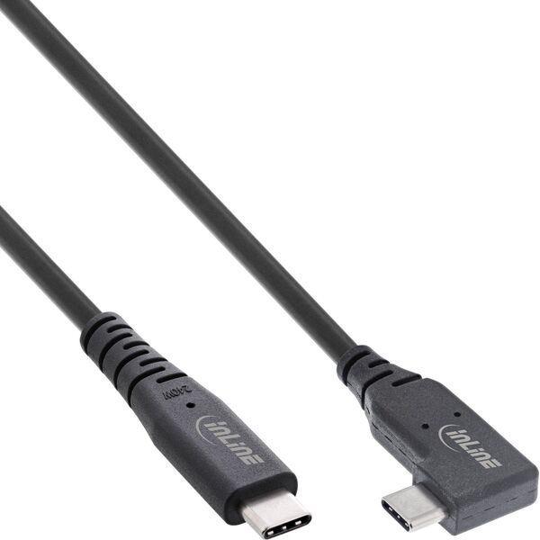 InLine InLine® USB4 cable, USB Type-C, one side angled, PD 240W, 8K60Hz, TPE black, 2m