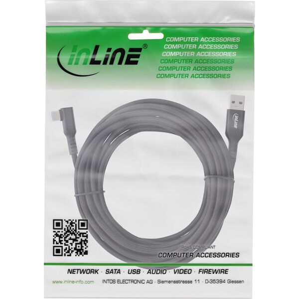 InLine InLine® USB 3.2 Gen.1 cable, USB-C plug angled - USB-A plug for VR, black, 5m