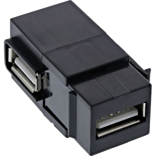 Adapter USB InLine InLine® USB 2.0 Snap-In module, USB-A F/F, angled, black housing