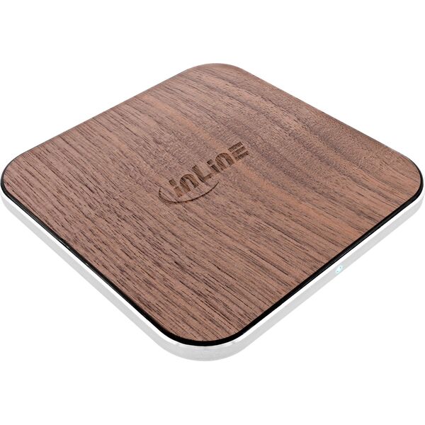 Ładowarka InLine InLine® Qi woodcharge, Smartphone wireless fast charger, 5/7,5/10W/15W, type C