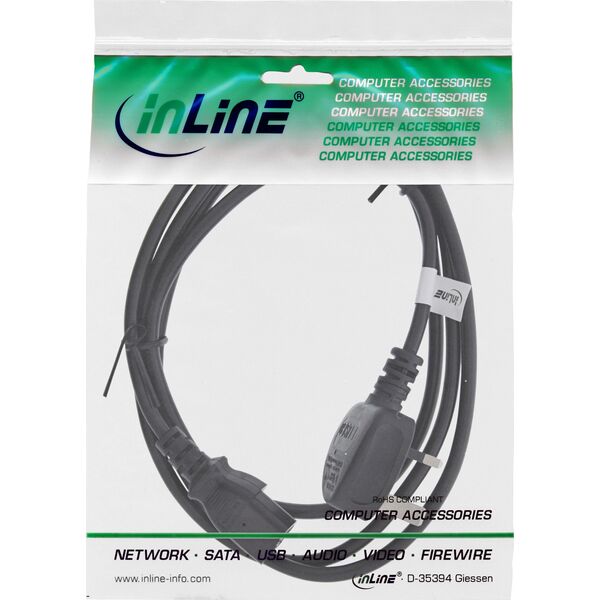 Kabel zasilający InLine InLine® Power cable, England plug to 3pin IEC C13, black, H05VV-F, 3x0.75mm², 0,5m