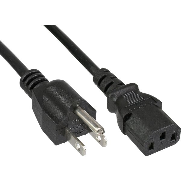 Kabel zasilający InLine InLine® Power cable, power plug USA to 3pin IEC C13 connector, black, 5.0m