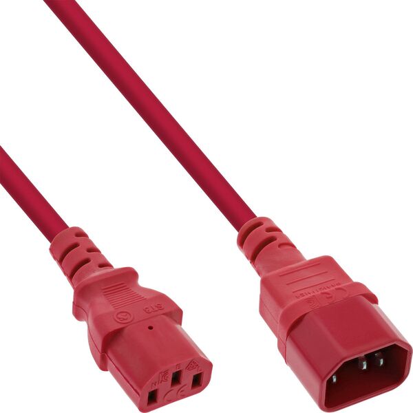 Kabel zasilający InLine InLine® Power cable extension, C13 to C14, red, 1m
