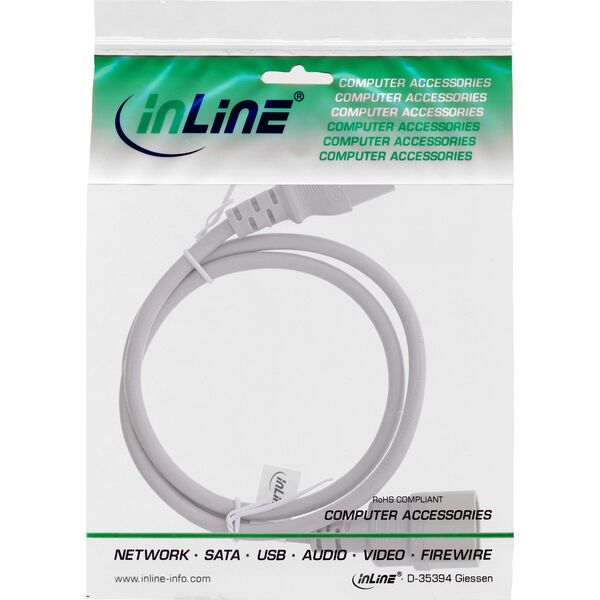 Kabel zasilający InLine InLine® Power cable extension, C13 to C14, grey, 1m