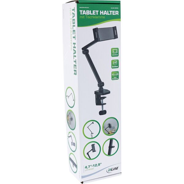 Stojak InLine InLine® Tablet holder with table clamp, up to 12.9", black