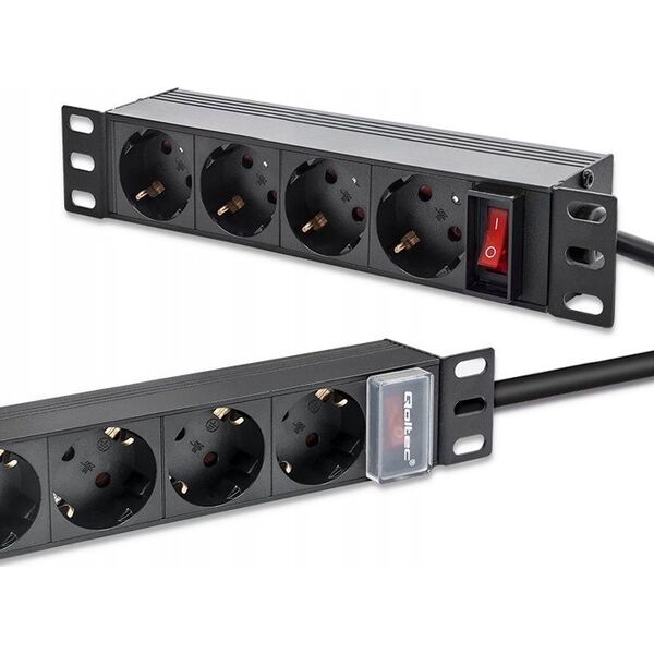 Listwa zasilająca Qoltec Listwa zasilajšca PDU do RACK 10' | 1U | 16A | 4xSchuko | 1.8m