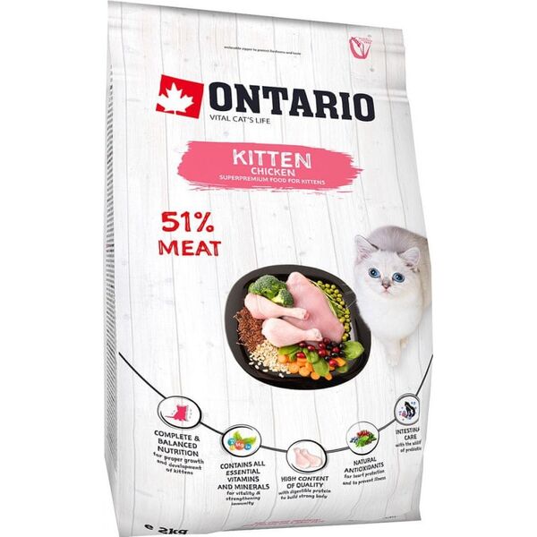 ONTARIO Ontario Kitten vištiena 2kg (Kačiukams su vištiena)
