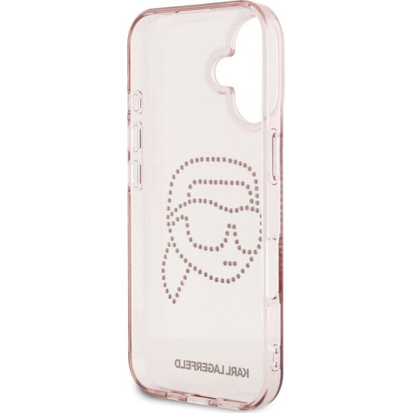 Etui Karl Lagerfeld IML Rhinestones Karl  Head do iPhone 16 różowy