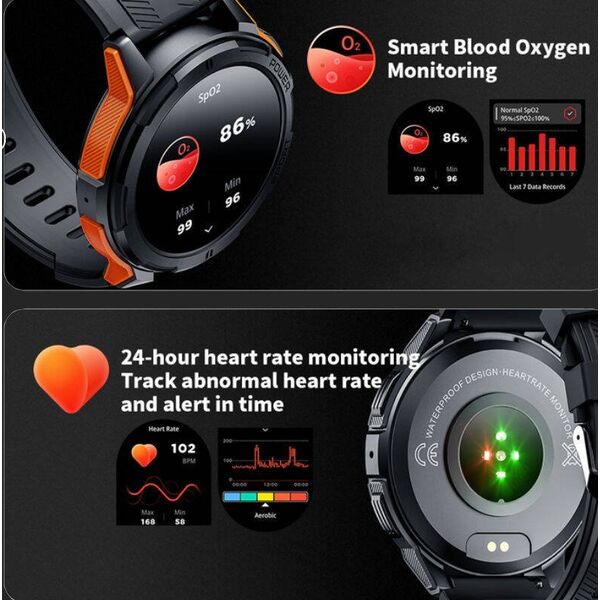 Smartwatch Rubicon SmartWatch Rubicon RNCF26 czarny silikon BT Call rozmowy .