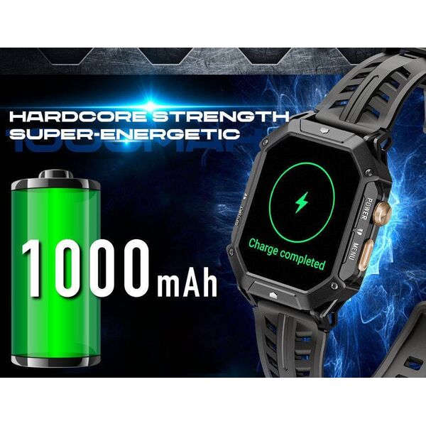 Smartwatch Rubicon SmartWatch Rubicon RNCF24 szary silikon BT Call rozmowy .