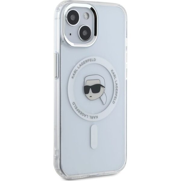 Etui Karl Lagerfeld IML Metal Karl Head   MagSafe do iPhone 15 biały