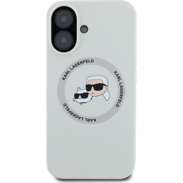 Etui Karl Lagerfeld Silicone Double       Heads And Circle MagSafe do iPhone 16 beżowy