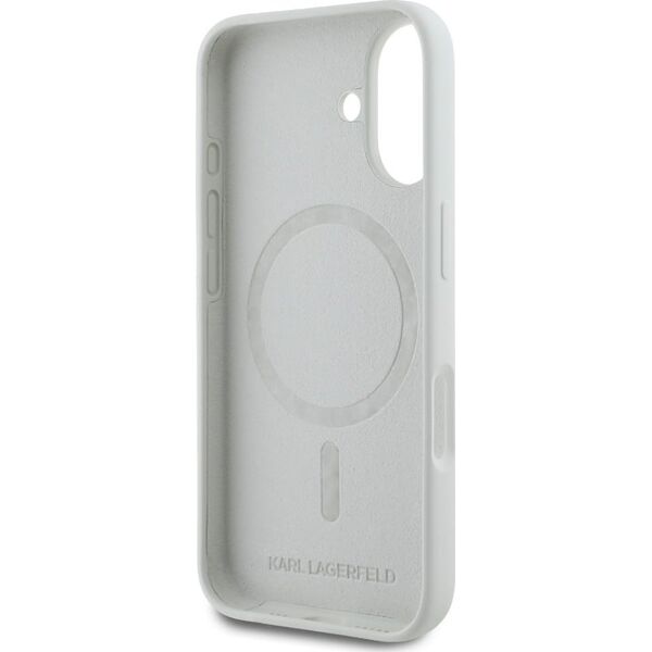 Etui Karl Lagerfeld Silicone Double       Heads And Circle MagSafe do iPhone 16 beżowy