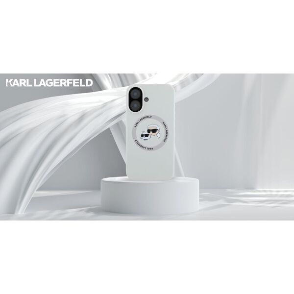 Etui Karl Lagerfeld Silicone Double       Heads And Circle MagSafe do iPhone 16 beżowy
