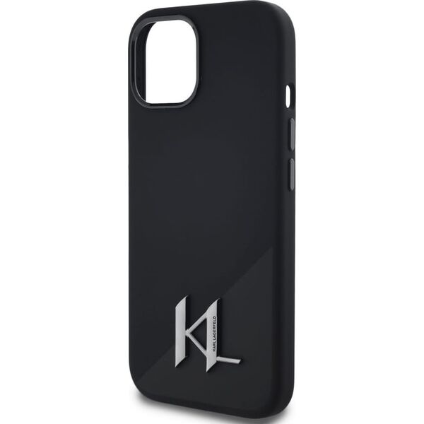 Etui Karl Lagerfeld Silicone Shadow       Metal Initial MagSafe do iPhone 15 czarny