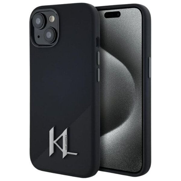 Etui Karl Lagerfeld Silicone Shadow       Metal Initial MagSafe do iPhone 15 czarny