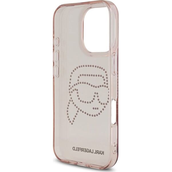 Etui Karl Lagerfeld IML Rhinestones Karl  Head do iPhone 16 Pro różowy