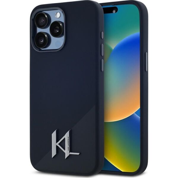 Etui Karl Lagerfeld Silicone Shadow       Metal Initial MagSafe do iPhone 15 Pro czarny